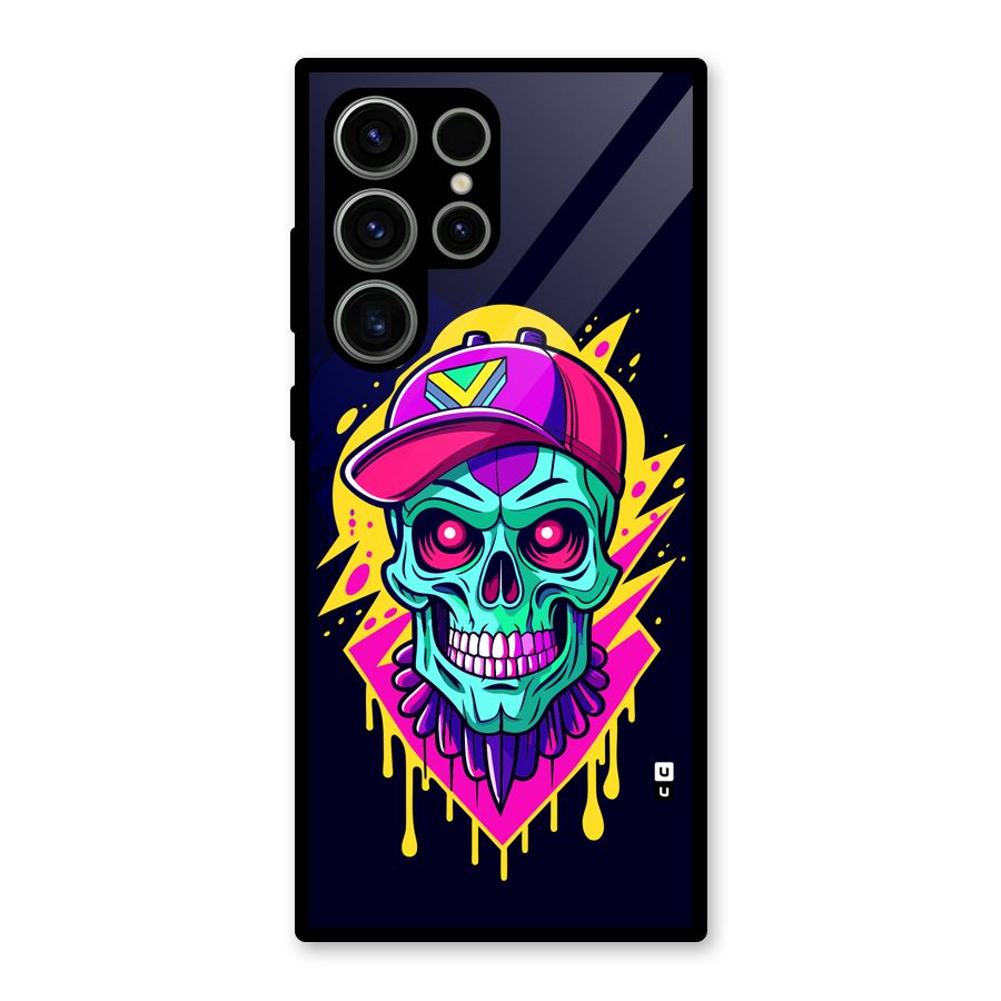 Skull In Cap Glass Back Case for Galaxy S23 Ultra