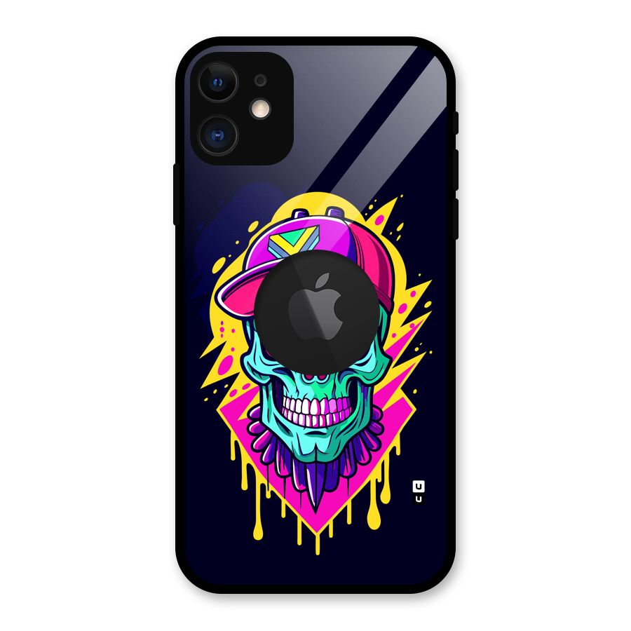 Skull In Cap Glass Back Case for iPhone 11 Logo Cut