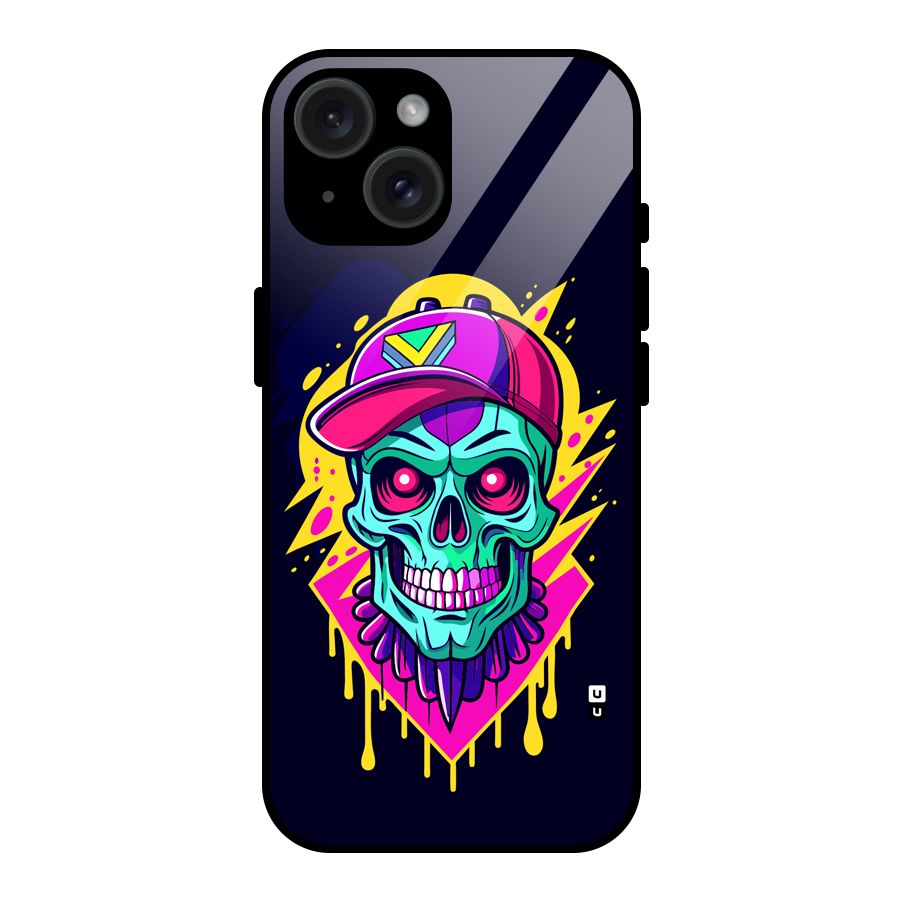 Skull In Cap Glass Back Case for iPhone 15