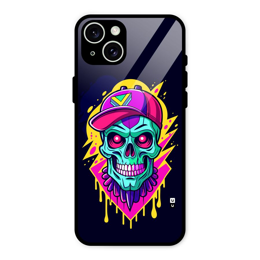 Skull In Cap Glass Back Case for iPhone 15 Plus