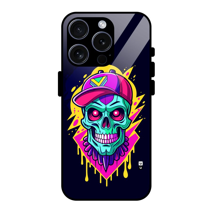 Skull In Cap Glass Back Case for iPhone 15 Pro
