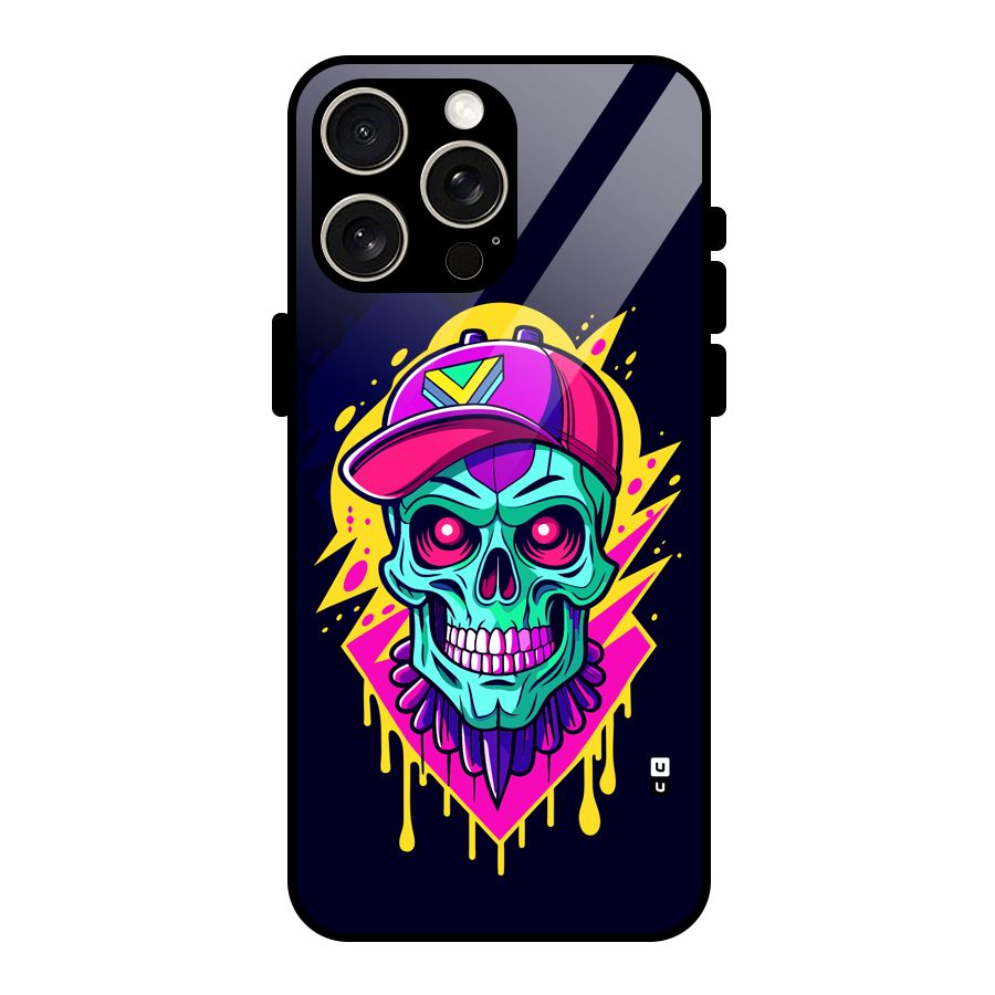Skull In Cap Glass Back Case for iPhone 15 Pro Max
