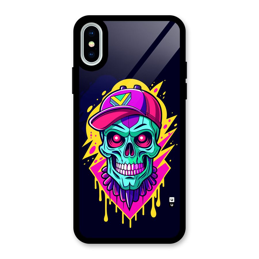Skull In Cap Glass Back Case for iPhone XS