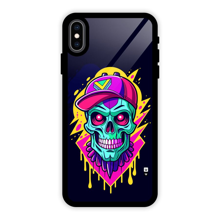 Skull In Cap Glass Back Case for iPhone XS Max
