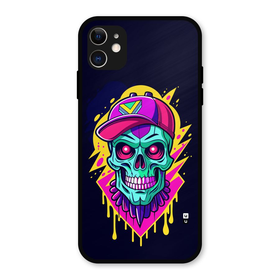 Skull In Cap Metal Back Case for iPhone 11