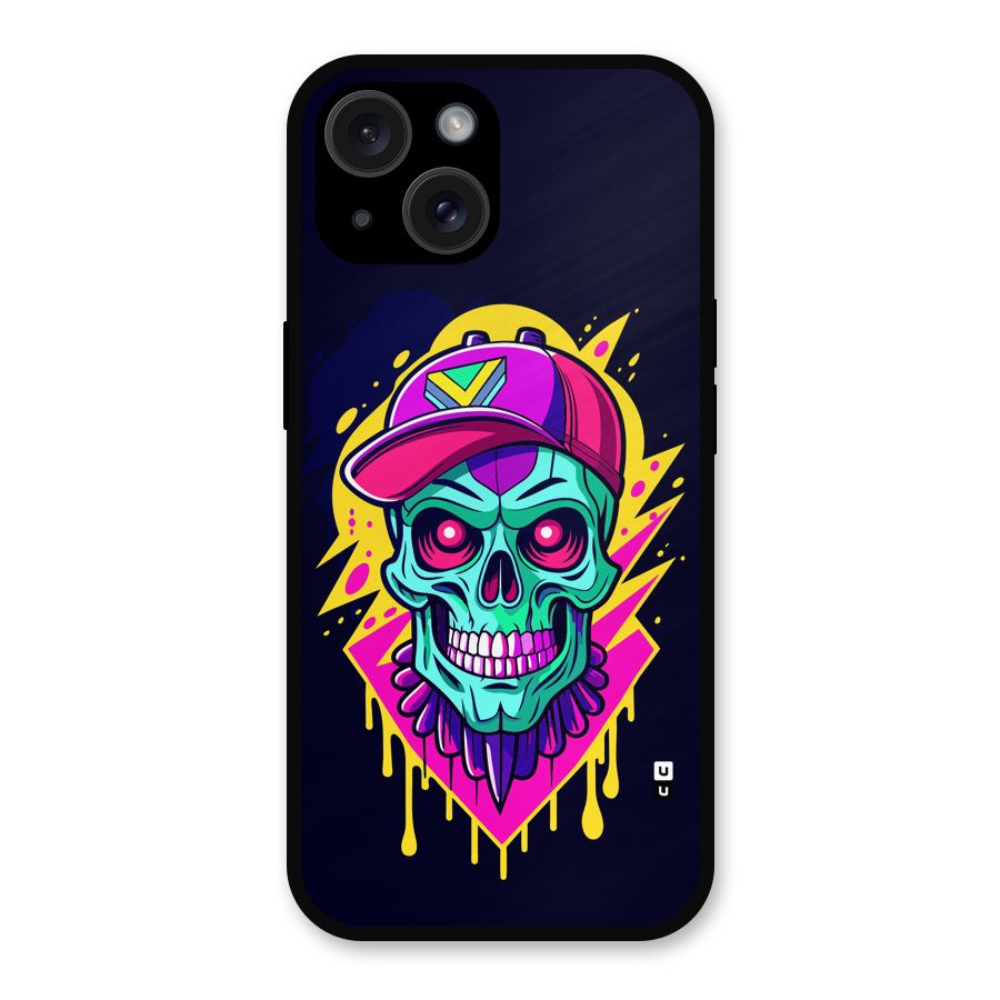 Skull In Cap Metal Back Case for iPhone 15