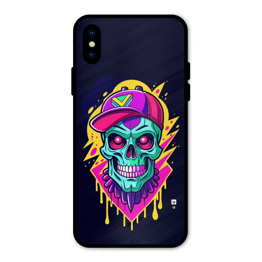 Skull In Cap Metal Back Case for iPhone X