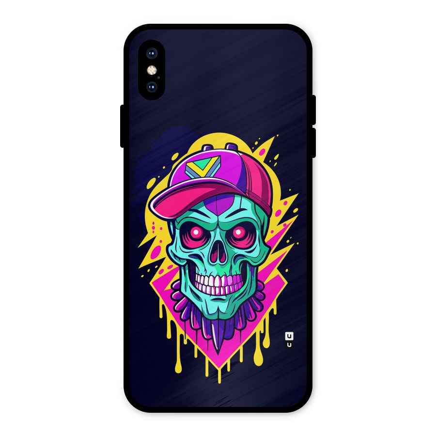 Skull In Cap Metal Back Case for iPhone XS Max