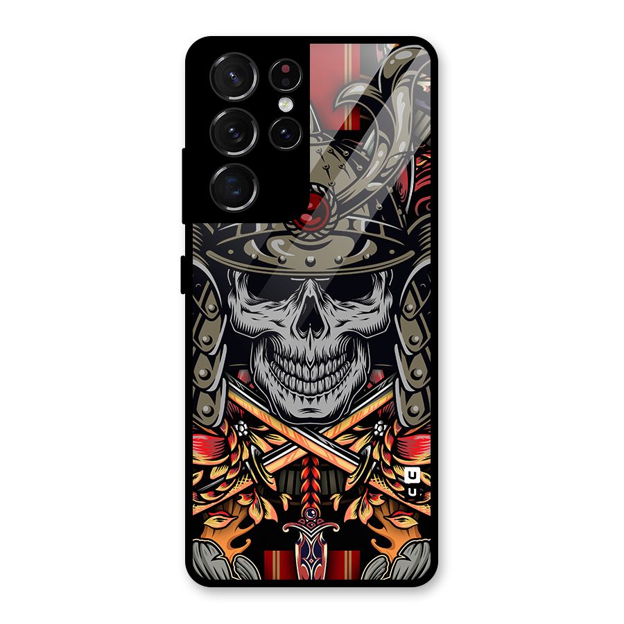 Skull Swords Snakes Glass Back Case for Galaxy S21 Ultra 5G