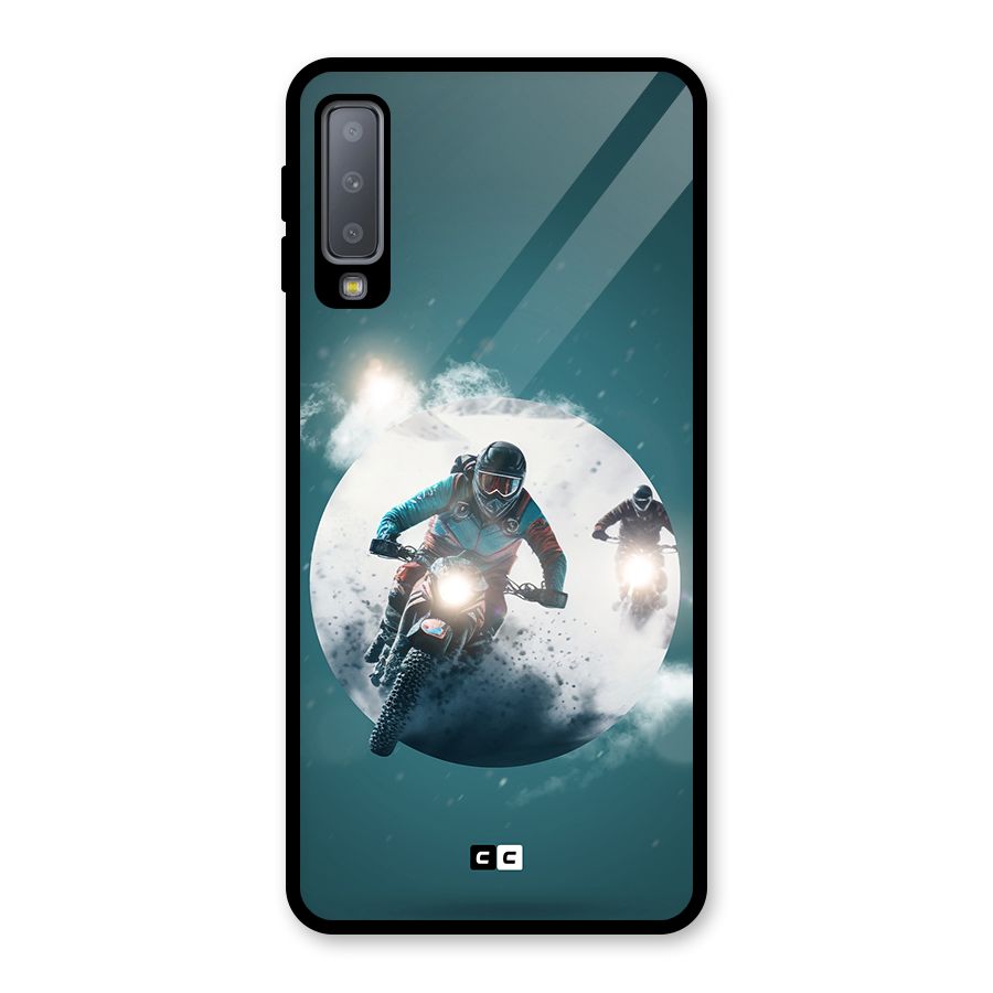 Sky Biker Glass Back Case for Galaxy A7 (2018)