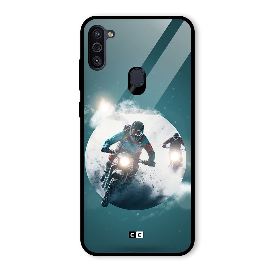 Sky Biker Glass Back Case for Galaxy M11