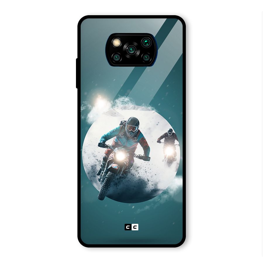 Sky Biker Glass Back Case for Poco X3 Pro