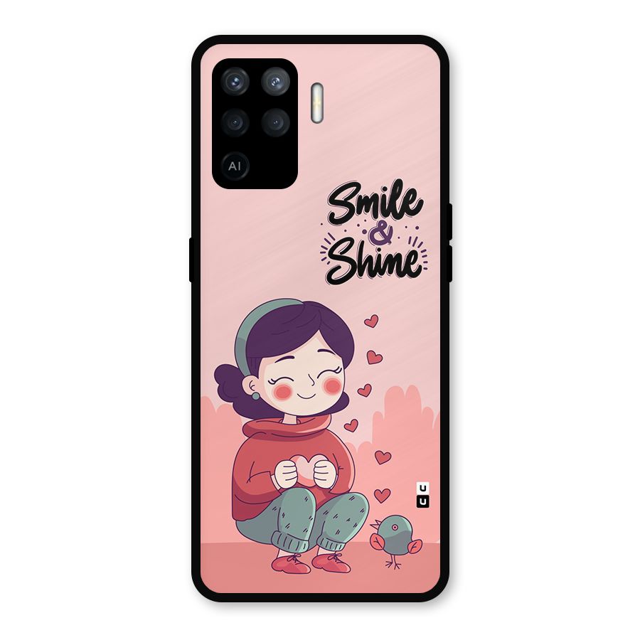Smile And Shine Metal Back Case for Oppo F19 Pro