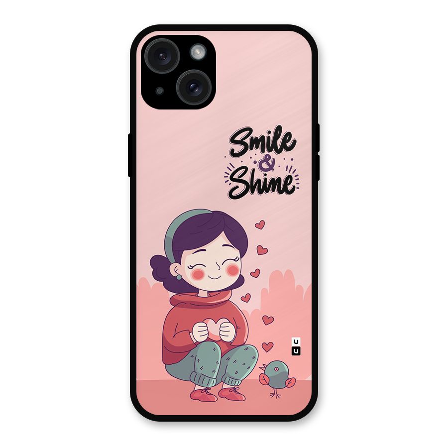 Smile And Shine Metal Back Case for iPhone 15 Plus