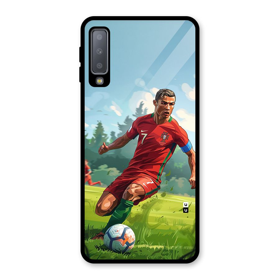 Soccer Star Playing Glass Back Case for Galaxy A7 (2018)