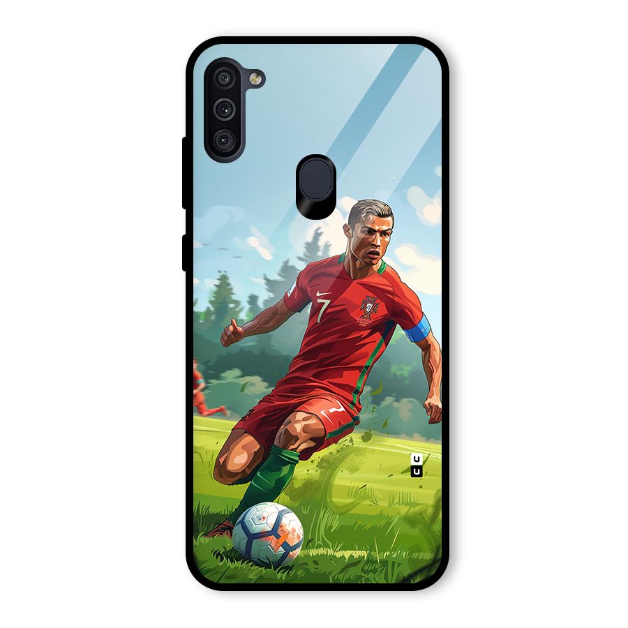 Soccer Star Playing Glass Back Case for Galaxy M11