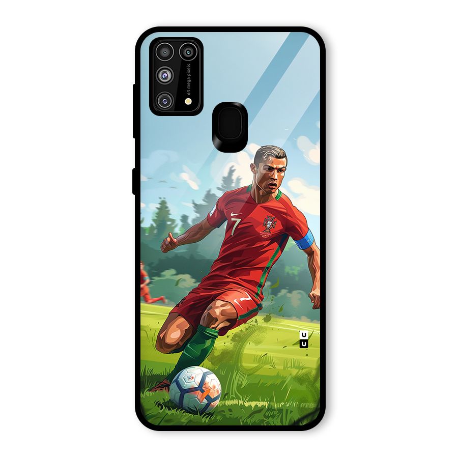 Soccer Star Playing Glass Back Case for Galaxy M31