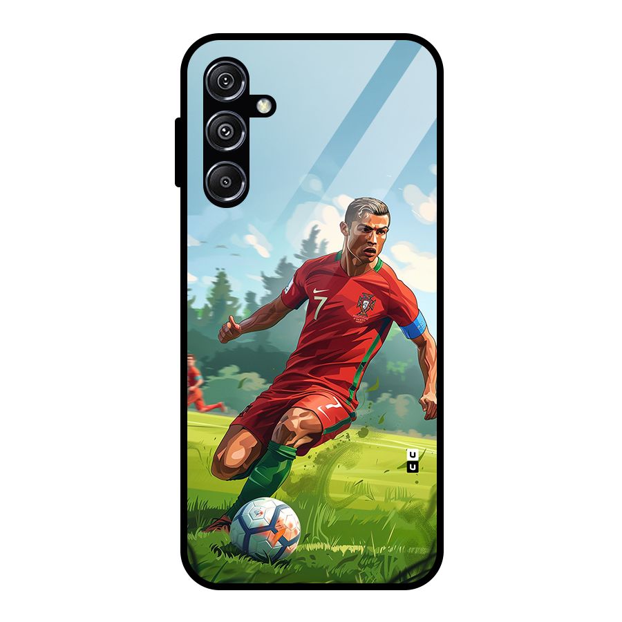 Soccer Star Playing Glass Back Case for Galaxy M34 5G