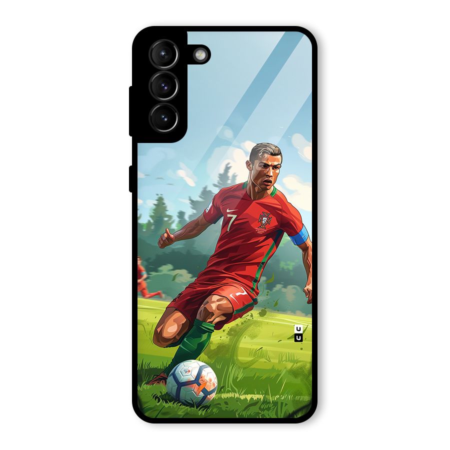 Soccer Star Playing Glass Back Case for Galaxy S21 Plus