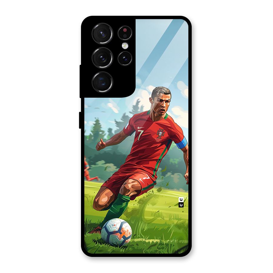 Soccer Star Playing Glass Back Case for Galaxy S21 Ultra 5G