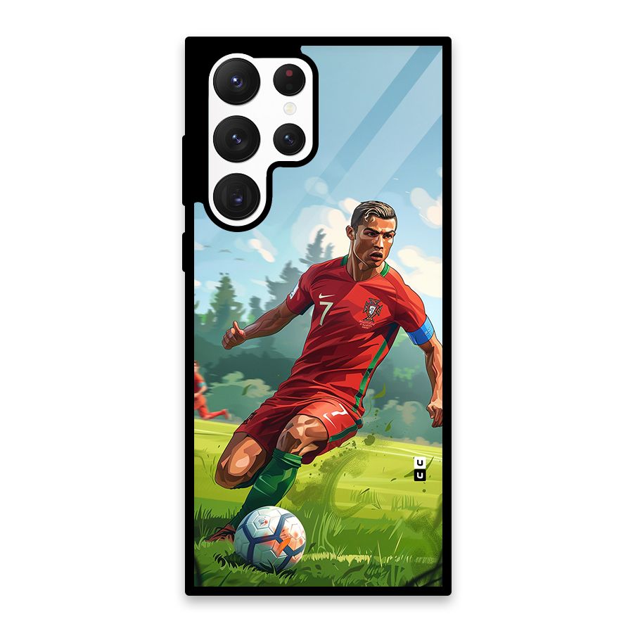 Soccer Star Playing Glass Back Case for Galaxy S22 Ultra 5G