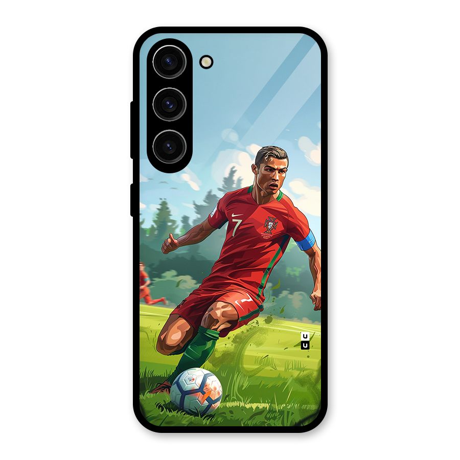 Soccer Star Playing Glass Back Case for Galaxy S23