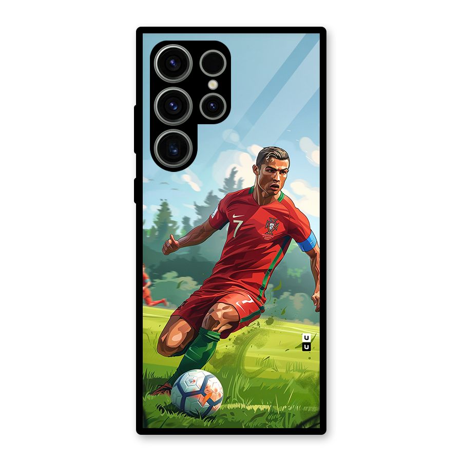 Soccer Star Playing Glass Back Case for Galaxy S23 Ultra