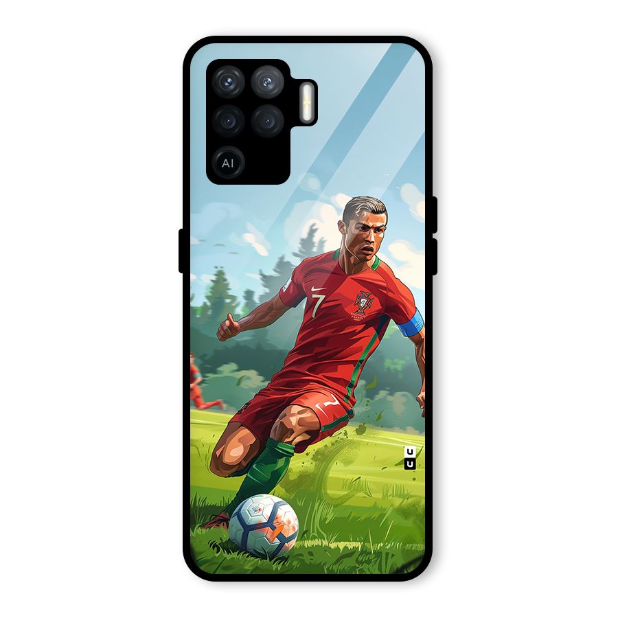 Soccer Star Playing Glass Back Case for Oppo F19 Pro