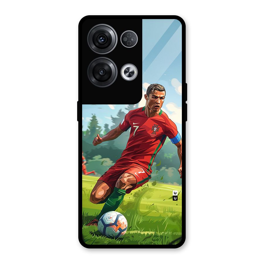 Soccer Star Playing Glass Back Case for Oppo Reno8 Pro 5G