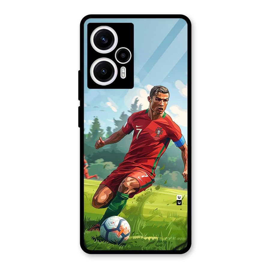 Soccer Star Playing Glass Back Case for Poco F5