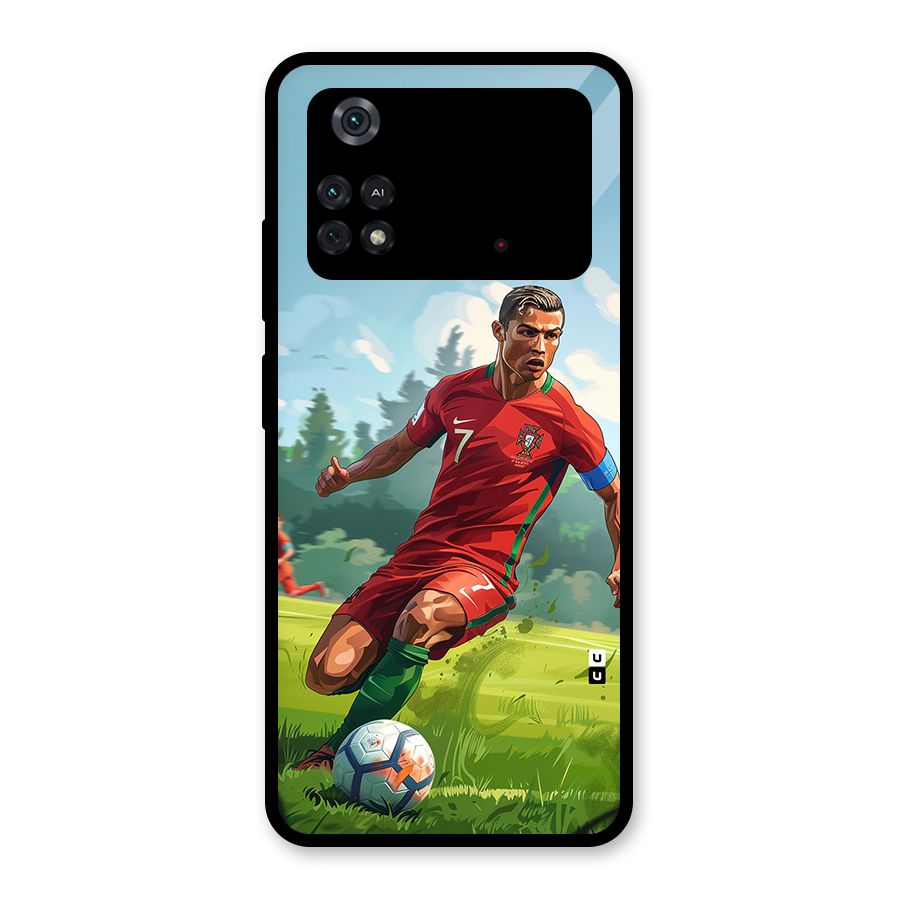 Soccer Star Playing Glass Back Case for Poco M4 Pro 4G