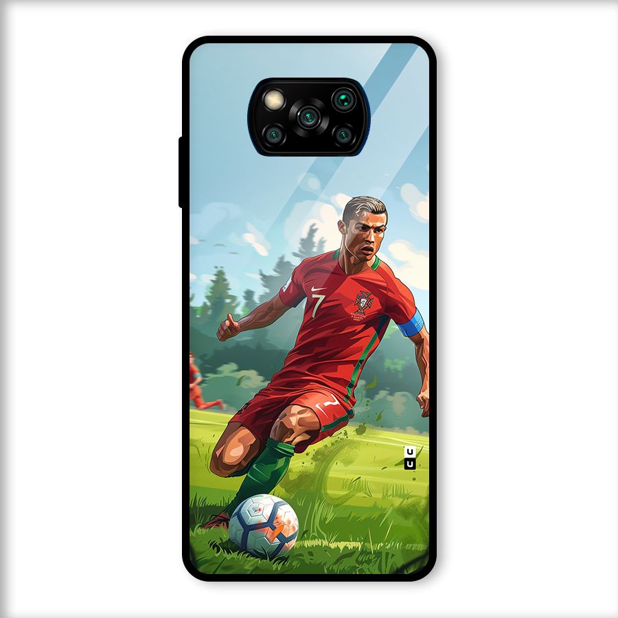 Soccer Star Playing Glass Back Case for Poco X3