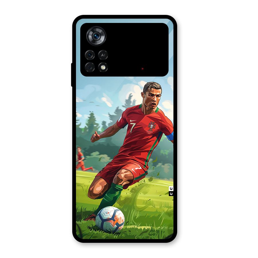 Soccer Star Playing Glass Back Case for Poco X4 Pro 5G