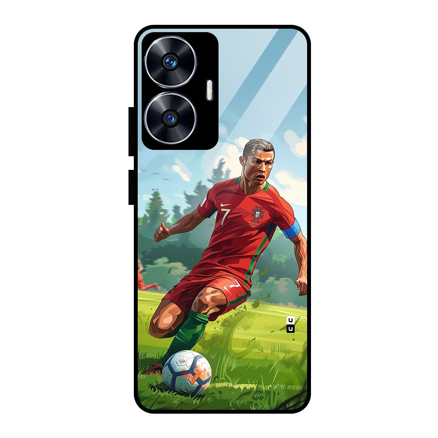Soccer Star Playing Glass Back Case for Realme Narzo N55
