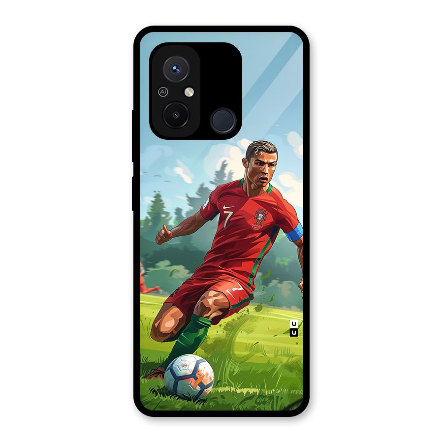 Soccer Star Playing Glass Back Case for Redmi 12C