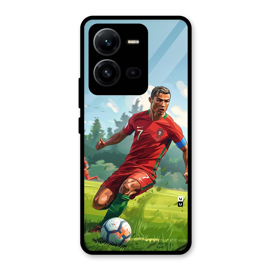 Soccer Star Playing Glass Back Case for Vivo V25