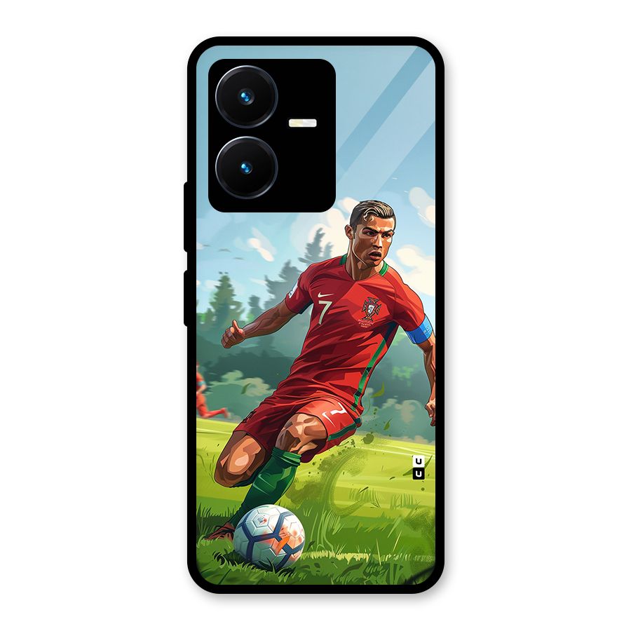 Soccer Star Playing Glass Back Case for Vivo Y22s