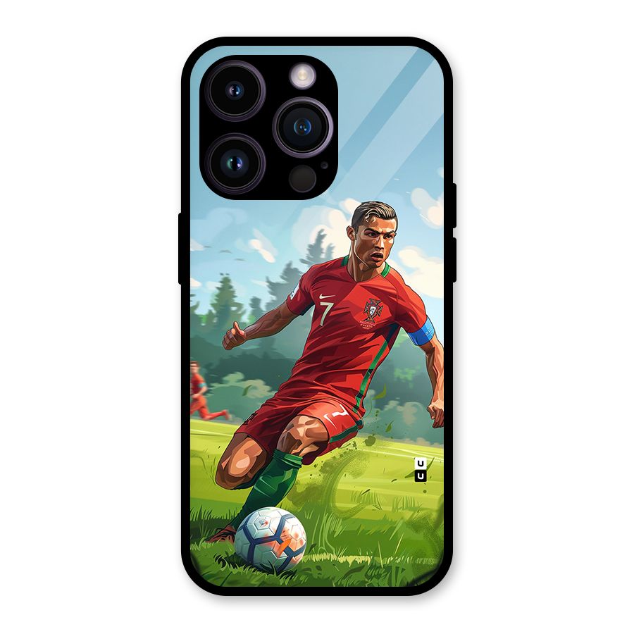 Soccer Star Playing Glass Back Case for iPhone 14 Pro