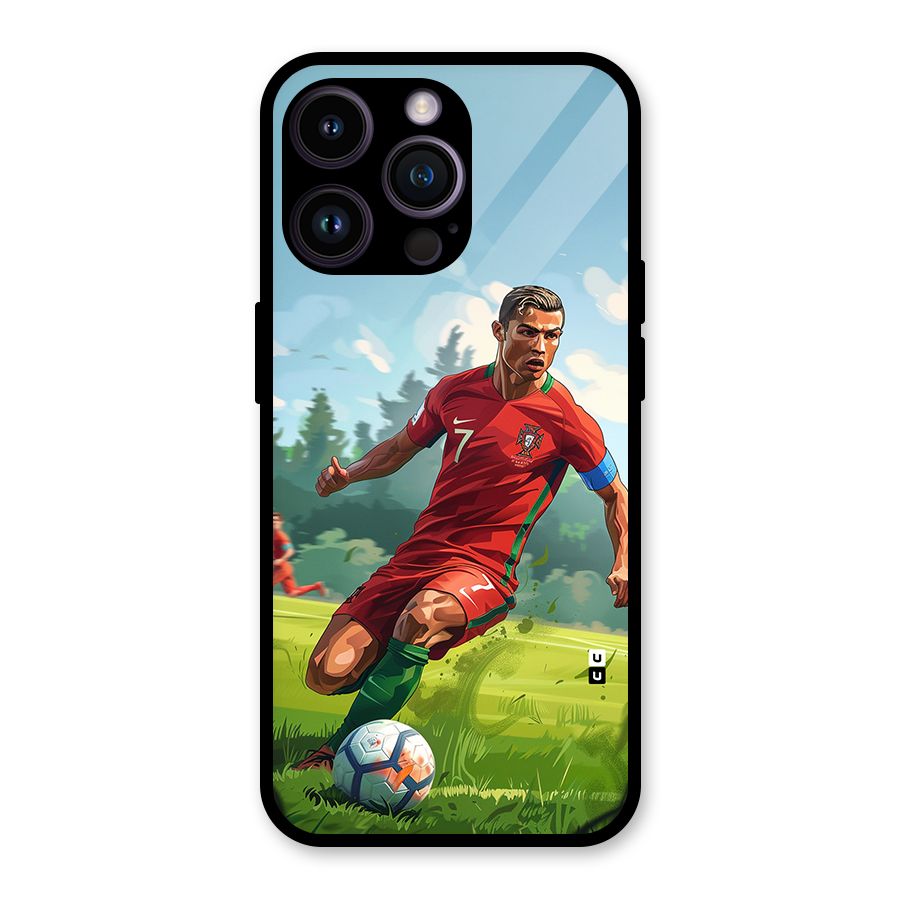 Soccer Star Playing Glass Back Case for iPhone 14 Pro Max