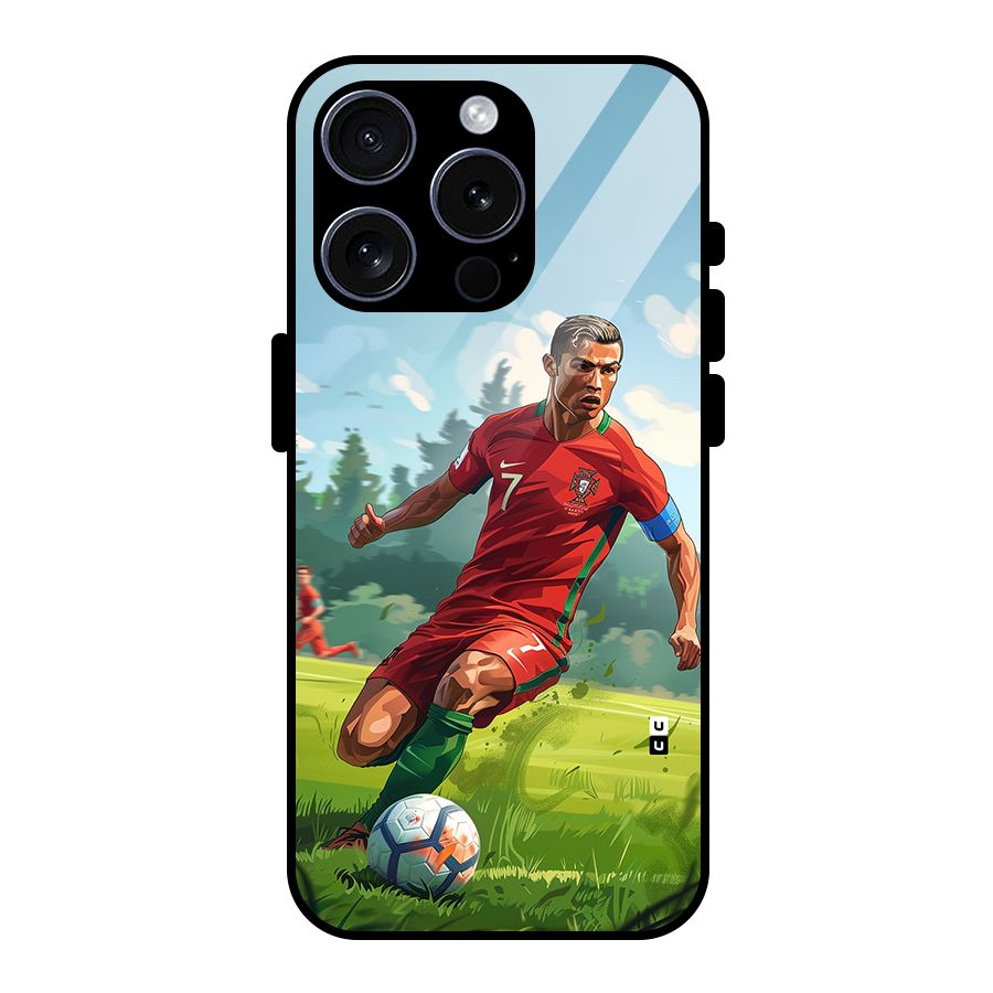 Soccer Star Playing Glass Back Case for iPhone 15 Pro