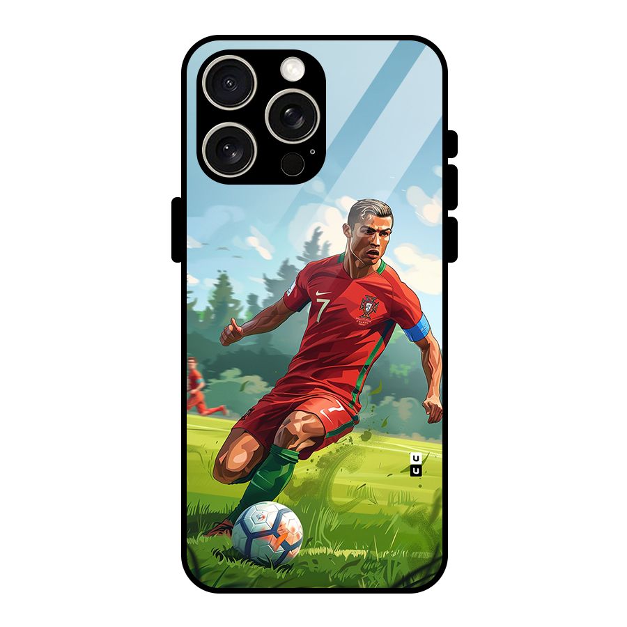 Soccer Star Playing Glass Back Case for iPhone 15 Pro Max