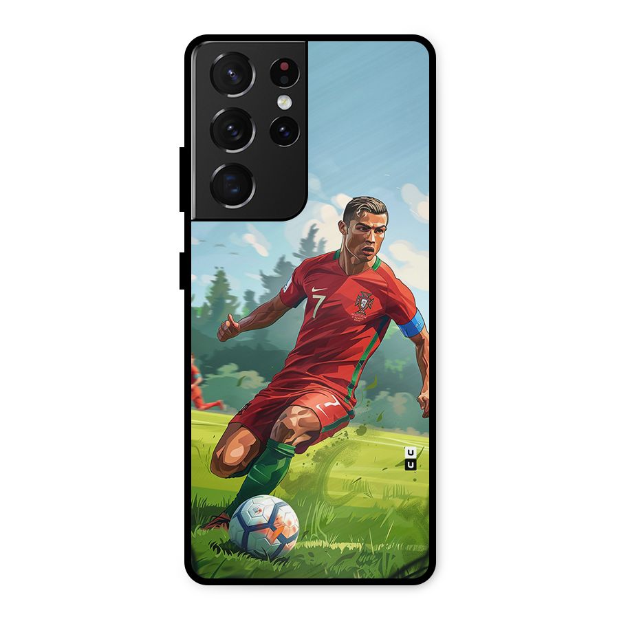 Soccer Star Playing Metal Back Case for Galaxy S21 Ultra 5G
