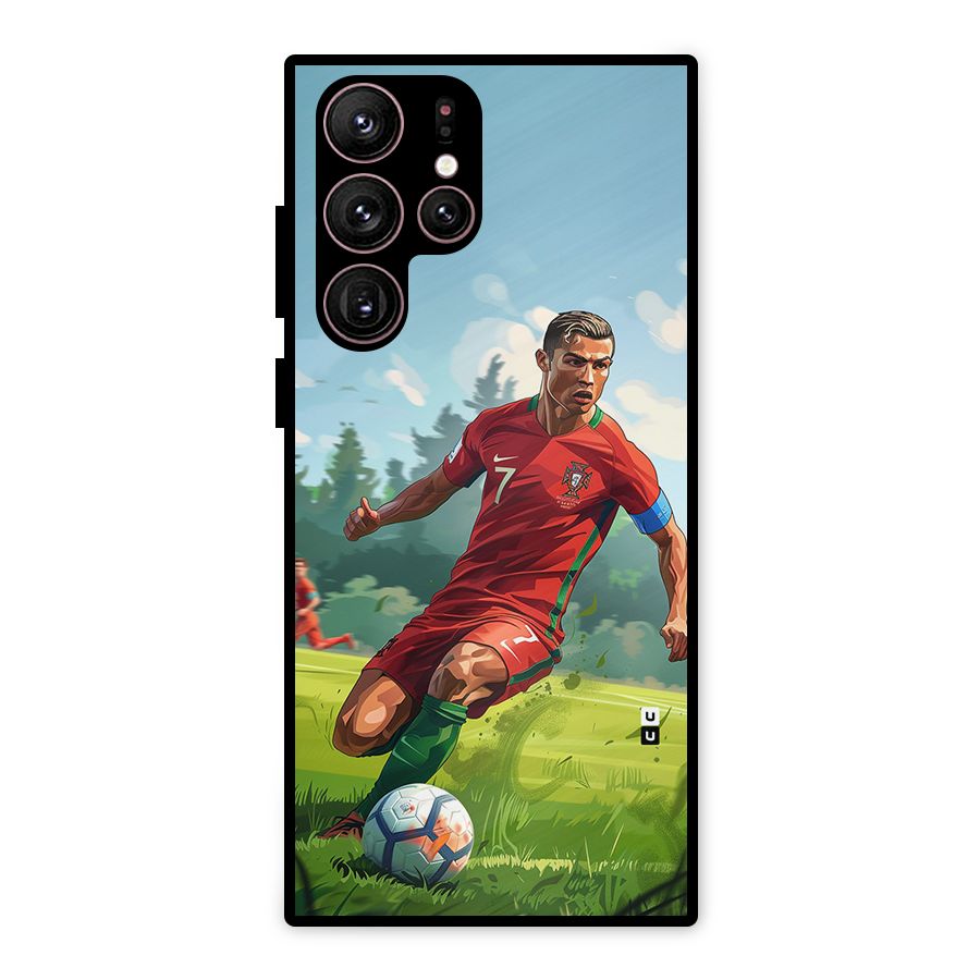 Soccer Star Playing Metal Back Case for Galaxy S22 Ultra 5G