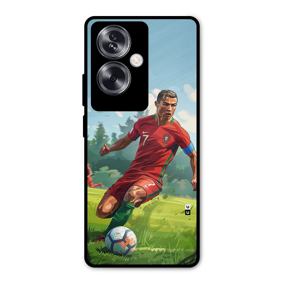 Soccer Star Playing Metal Back Case for Oppo A79 5G