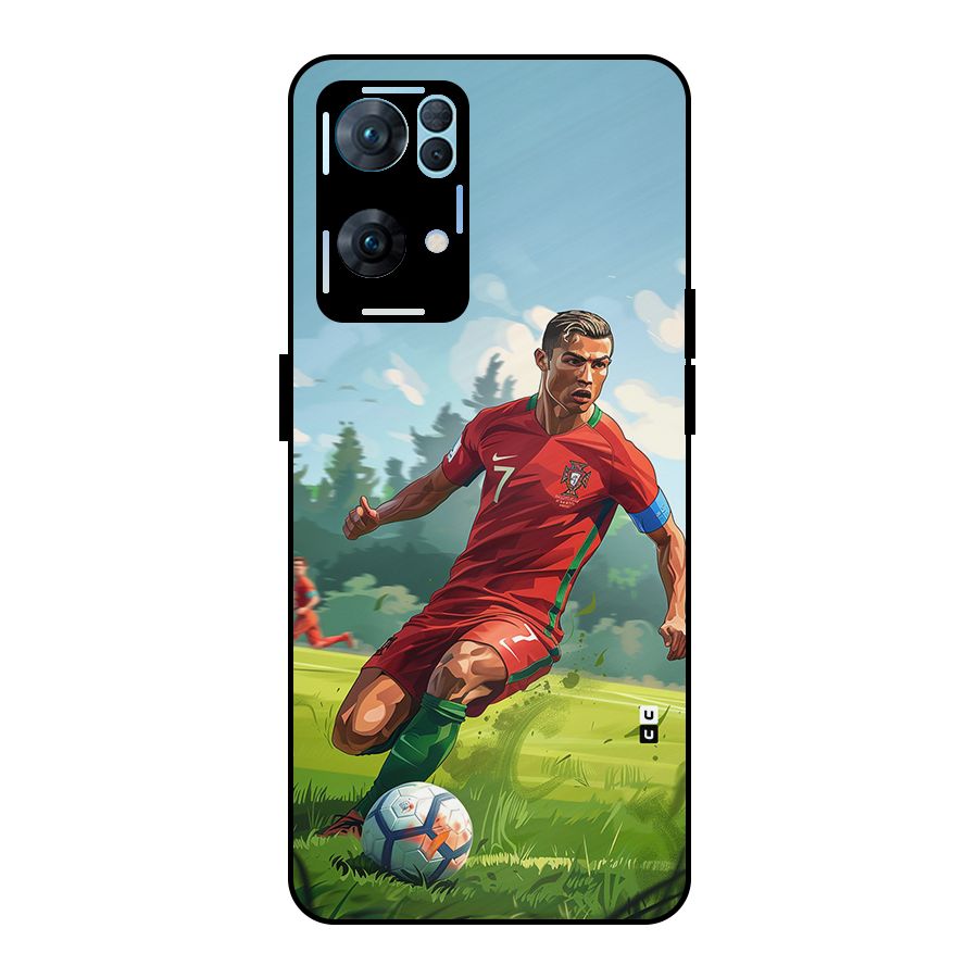 Soccer Star Playing Metal Back Case for Oppo Reno7 Pro 5G