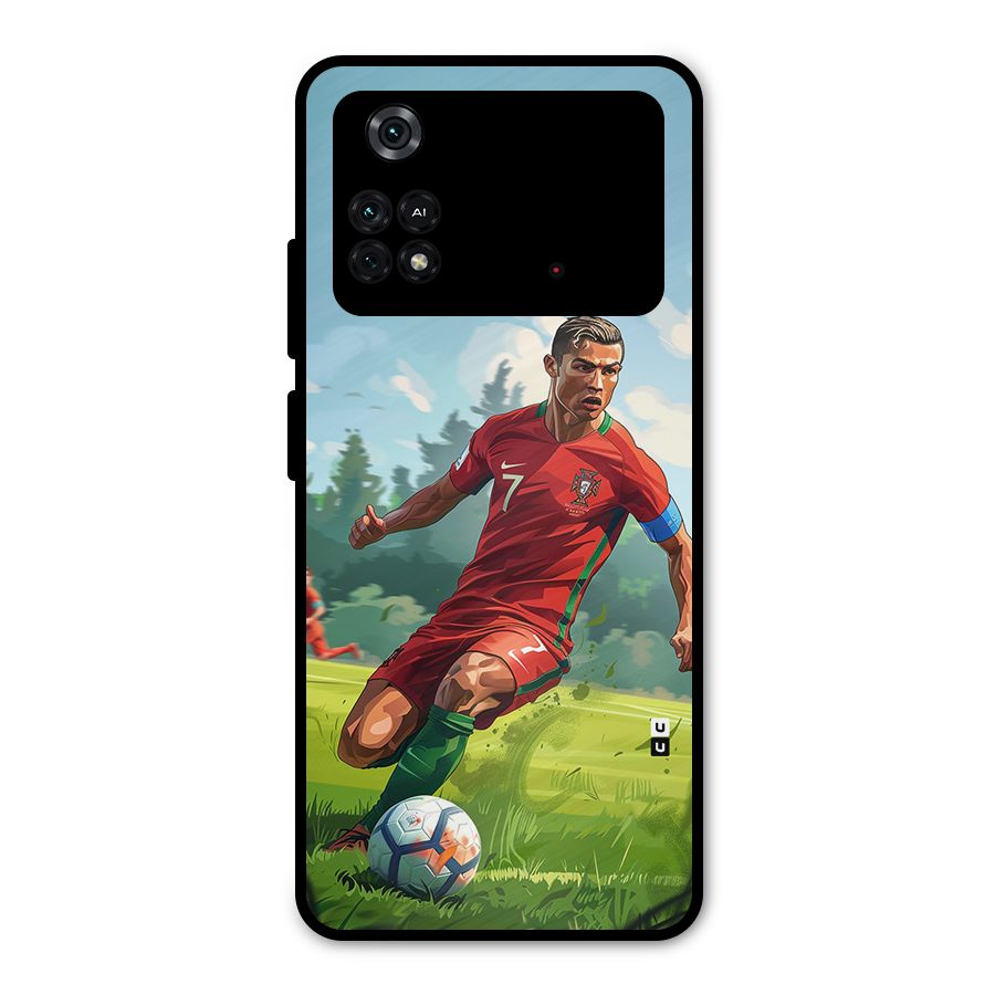 Soccer Star Playing Metal Back Case for Poco M4 Pro 4G