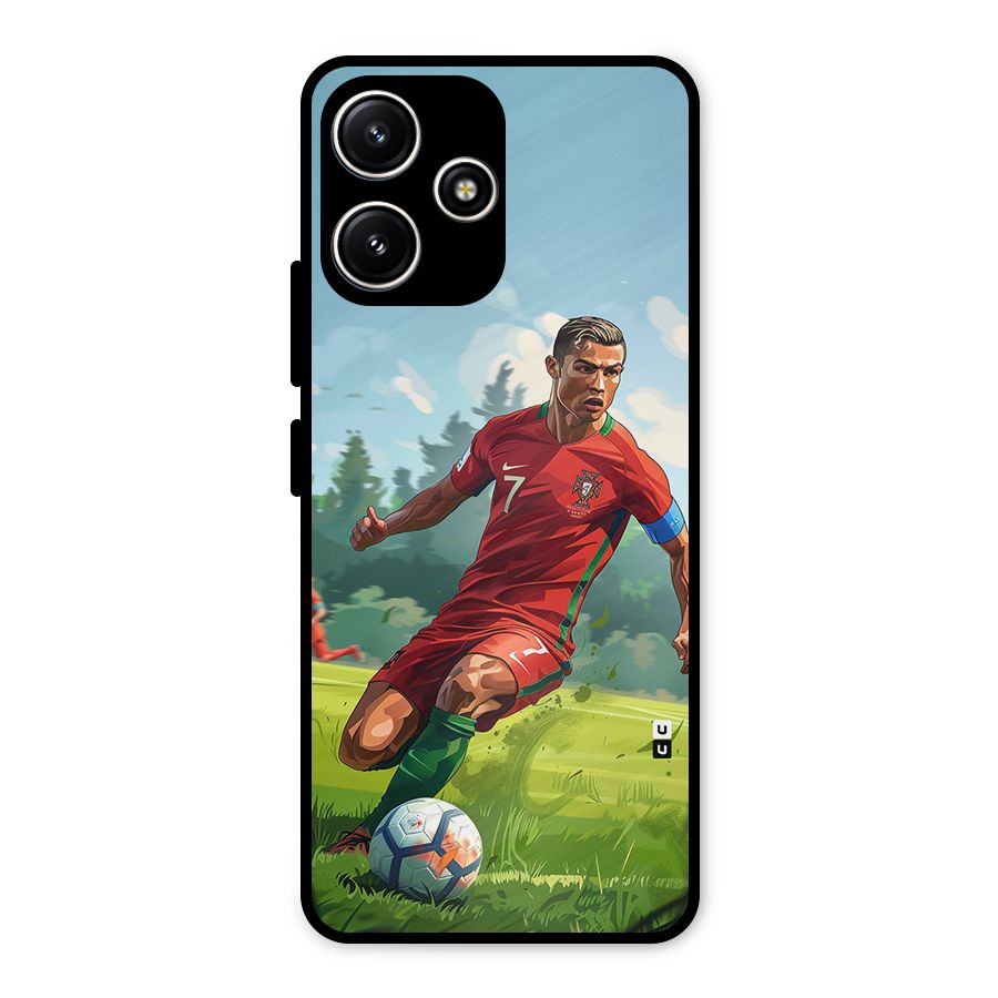 Soccer Star Playing Metal Back Case for Poco M6 Pro