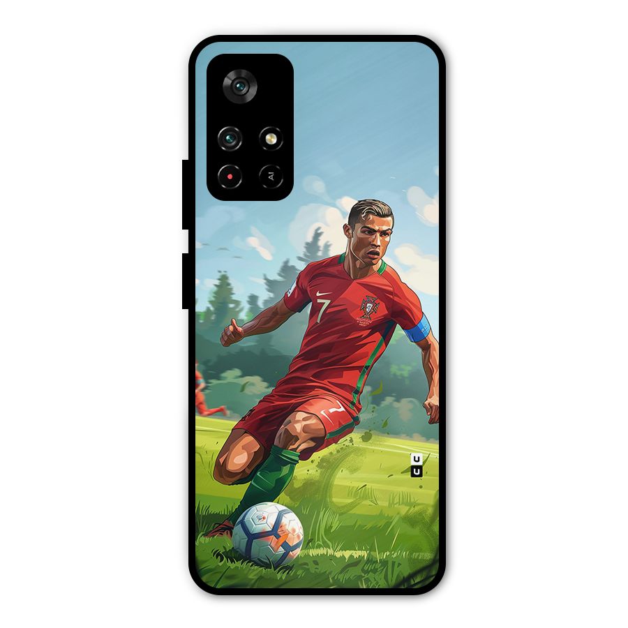 Soccer Star Playing Metal Back Case for Redmi Note 11T 5G