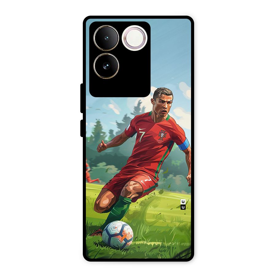 Soccer Star Playing Metal Back Case for Vivo T2 Pro