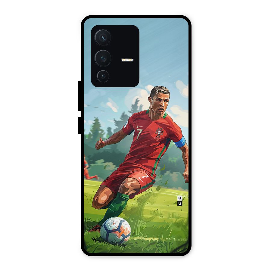 Soccer Star Playing Metal Back Case for Vivo V23 5G
